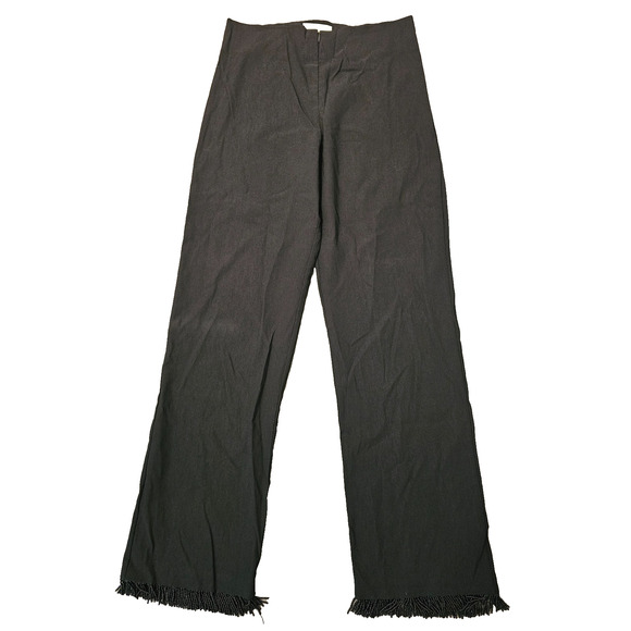 Vintage Cache Womens Black Pants Fringed Hem Sequins Boho Size S Zip Front - Picture 1 of 6